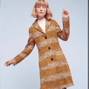 Stylish Mustard and Gray Striped Coat